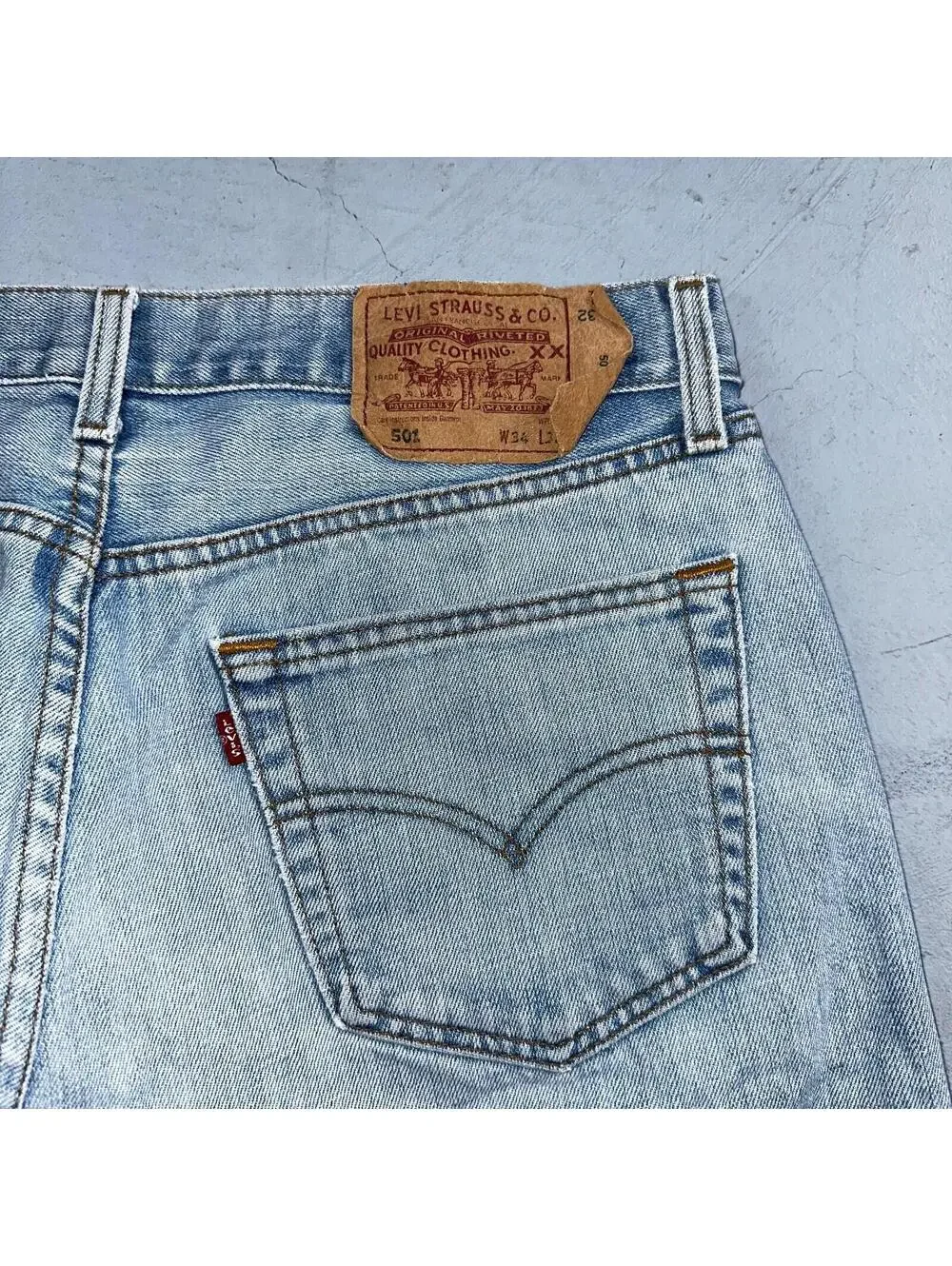 Levis 501 Vintage Y2K XX Straight Leg Jeans Blue Light Wash 34x34 Act 32x31